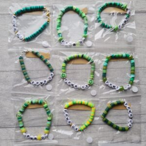 FPWR UK Beaded Bracelets | OOAK Unique Green Bracelets | Made by PWS Families